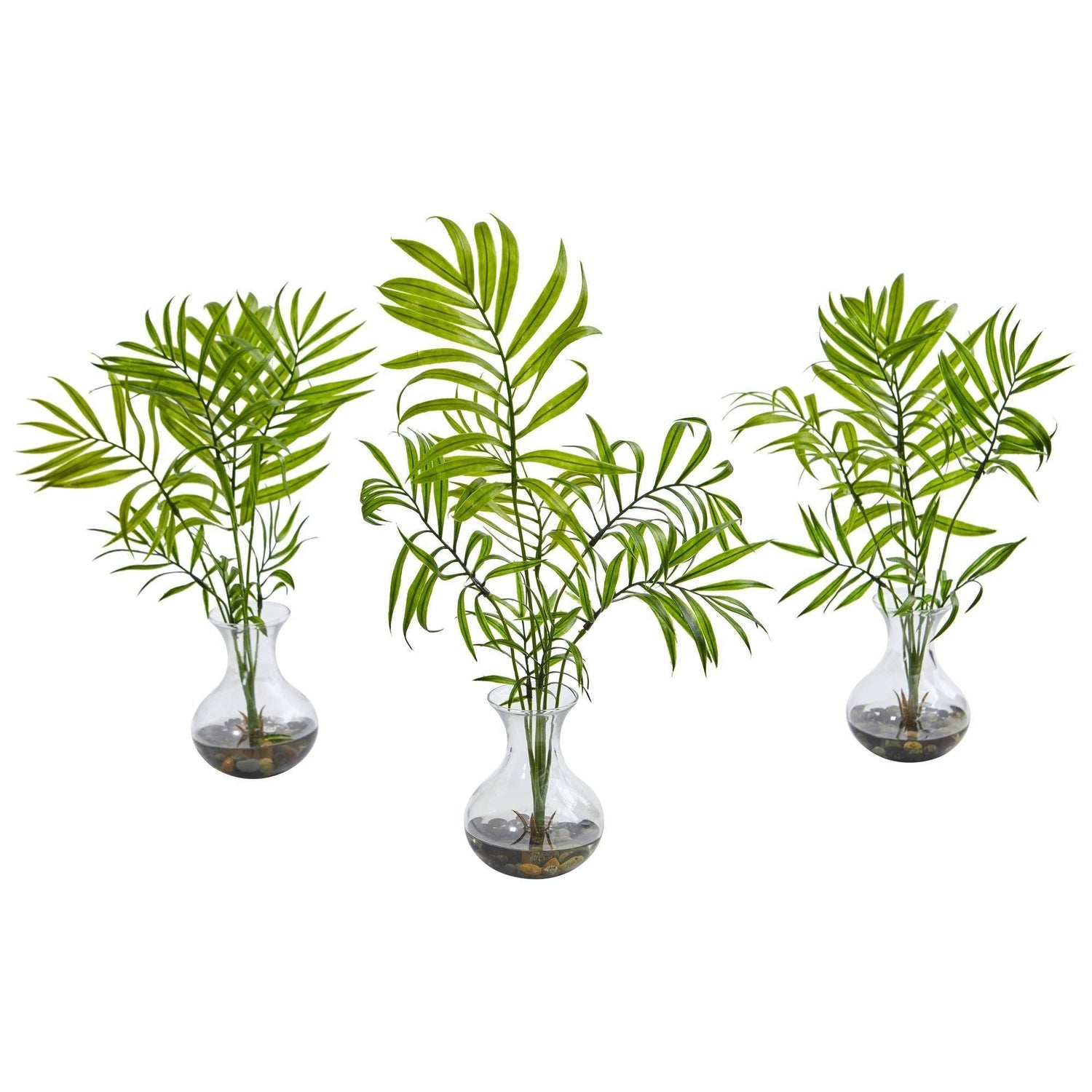 Mini Acera Palm Artificial Plant in Vase (Set of 3)