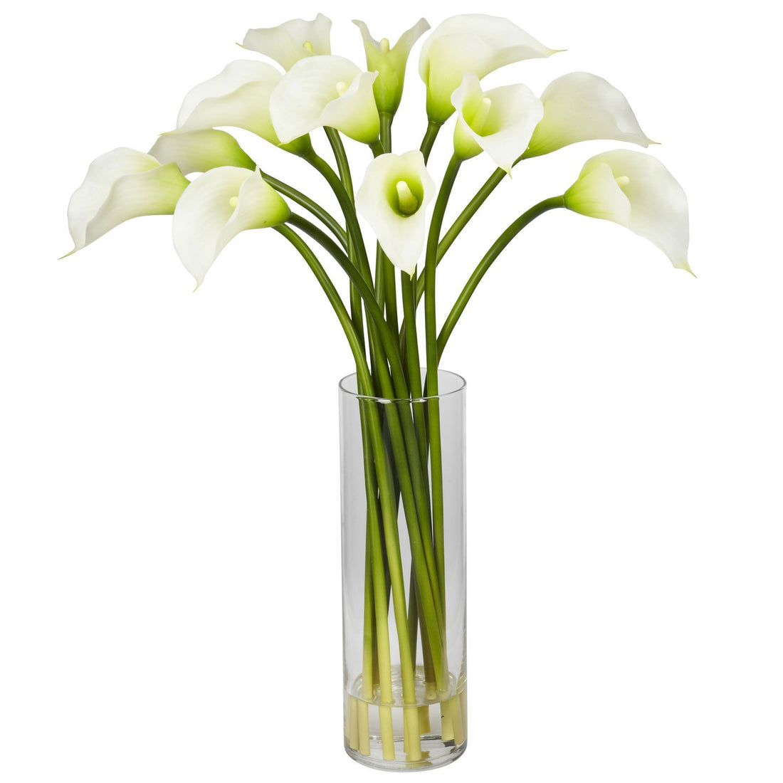 artificial white lilies Mini Calla Lily Silk Flower Arrangement 1187 Nearly Natural