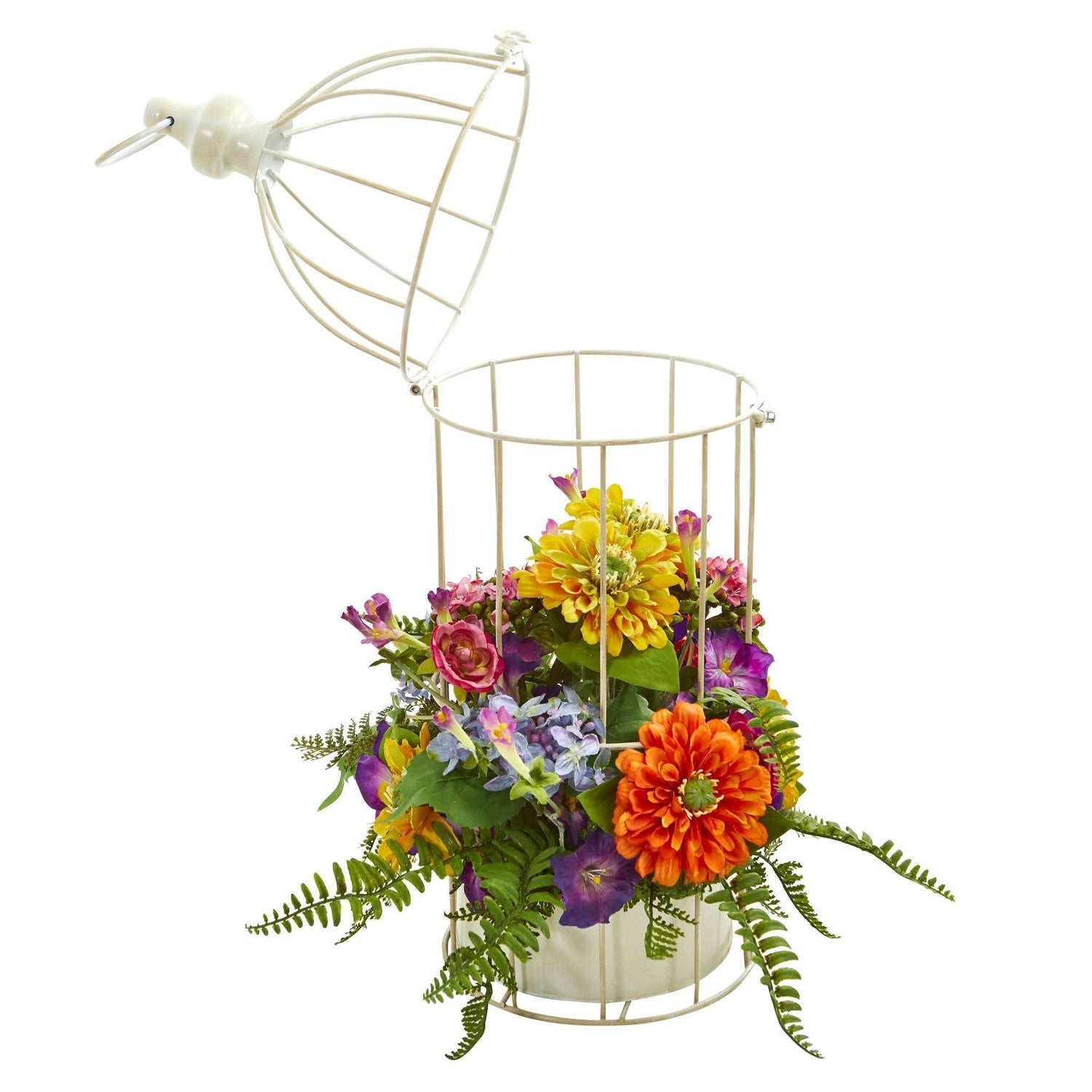 Mix Flower Artificial Arrangement in Birdcage