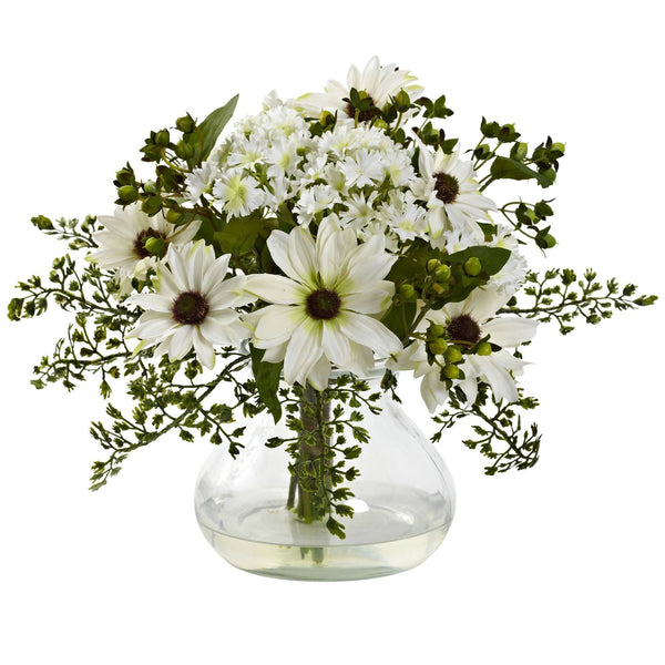 Mixed Daisy Arrangement w/Vase