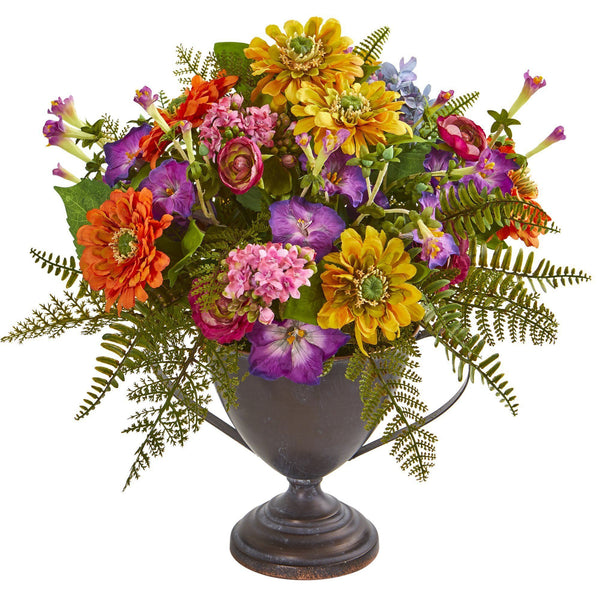 Mixed Floral Artificial Arrangement in Goblet
