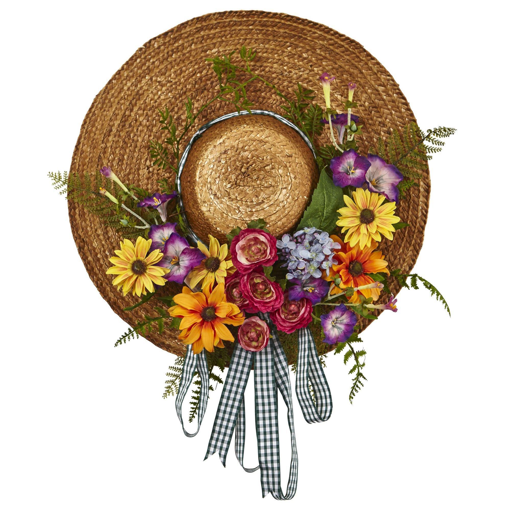Mixed Flower Hat Wreath | Nearly Natural