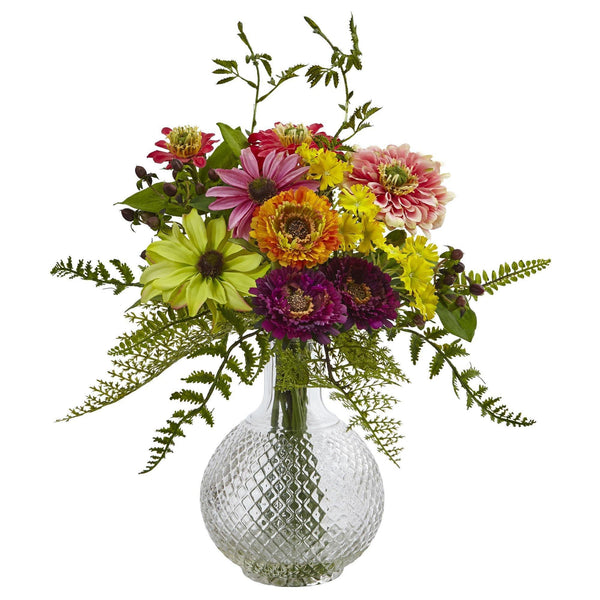 Mixed Flower in Glass Vase