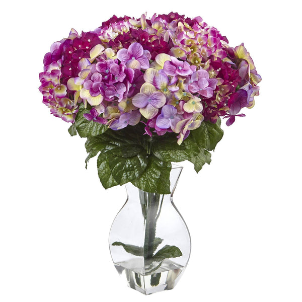 Mixed Silk Hydrangeas in a Vase