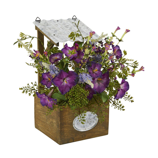 Morning Glory Artificial Plant in Tin Roof Planter