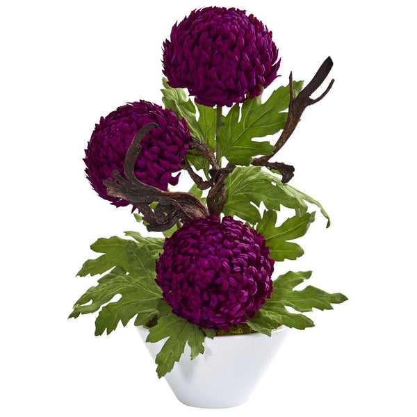 Mum Artificial Arrangement in Decorative Bowl