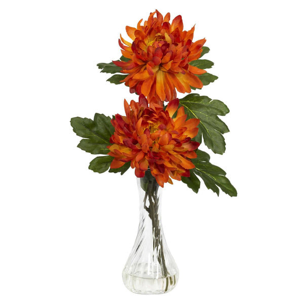 Mum w/Bud Vase Silk Flower Arrangement (Set of 2)