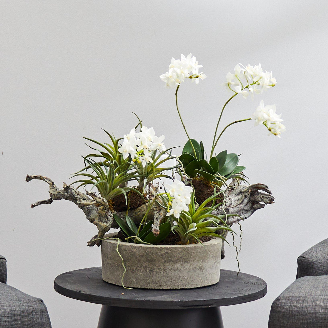 Nearly Natural Orchid & Succulent Garden with Driftwood & Decorative Vase