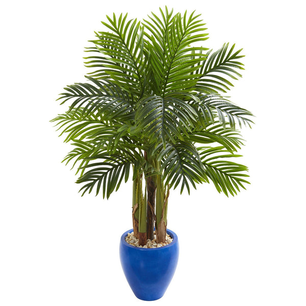 Palm Artificial Tree in Blue Planter