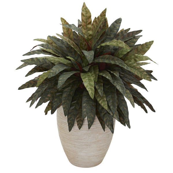 Peacock Artificial Plant in Sand Colored Oval Planter