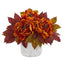 Silk Peony Artificial Arrangement in Marble Finished Vase