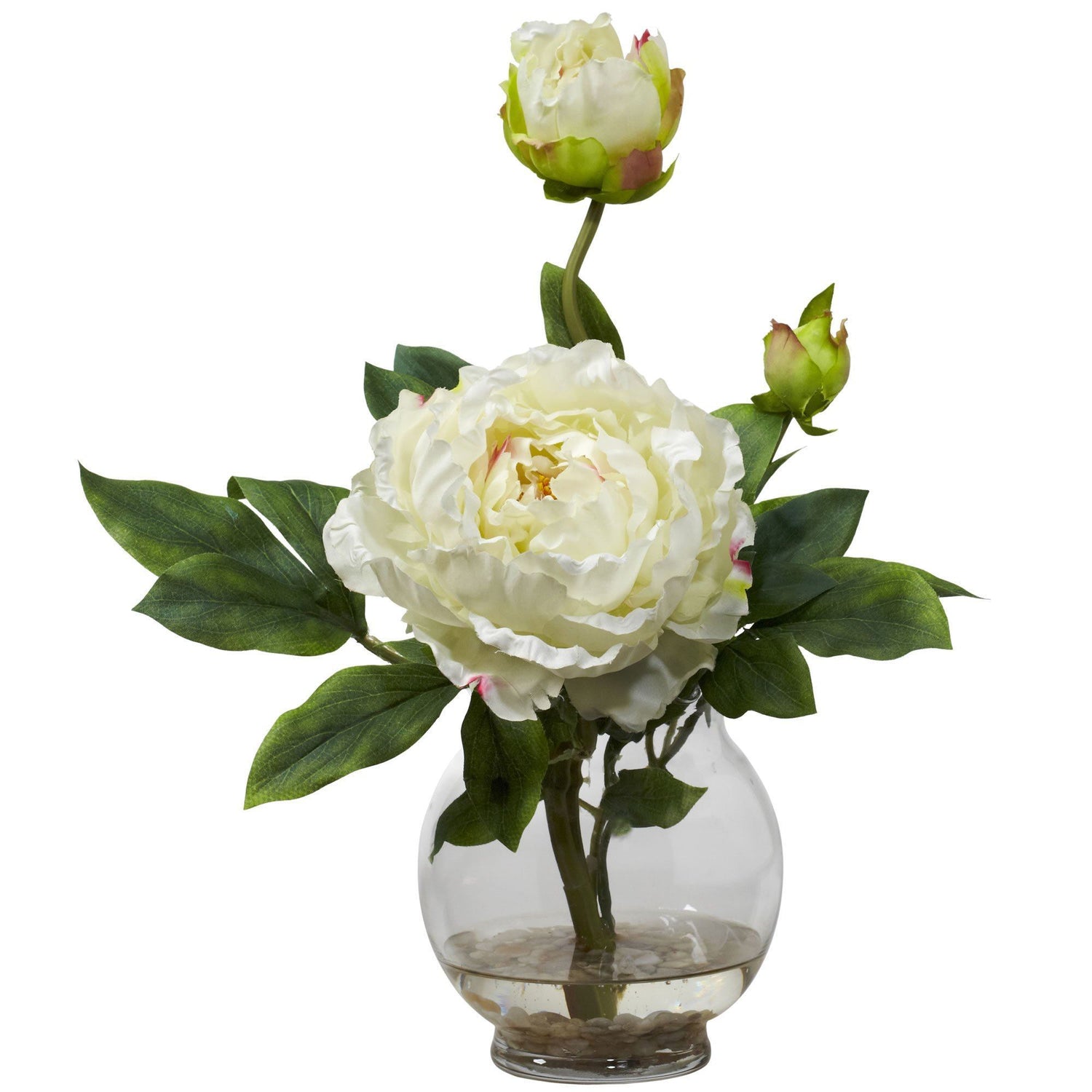 Peony w/Fluted Vase Silk Flower Arrangement