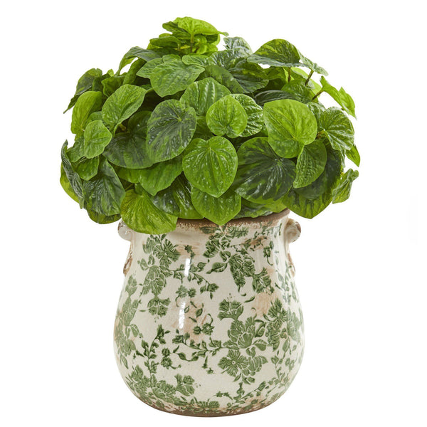 Peperomia Artificial Plant in Floral Vase (Real Touch)