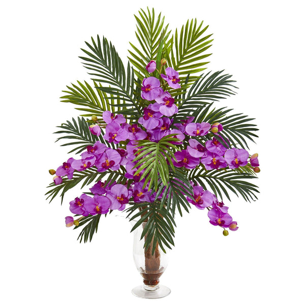 Phalaenopsis Orchid and Areca Palm Artificial Arrangement