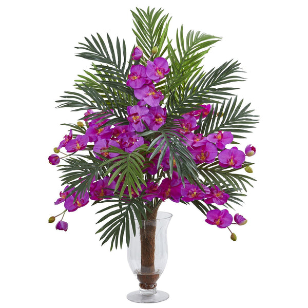 Phalaenopsis Orchid and Areca Palm Artificial Arrangement