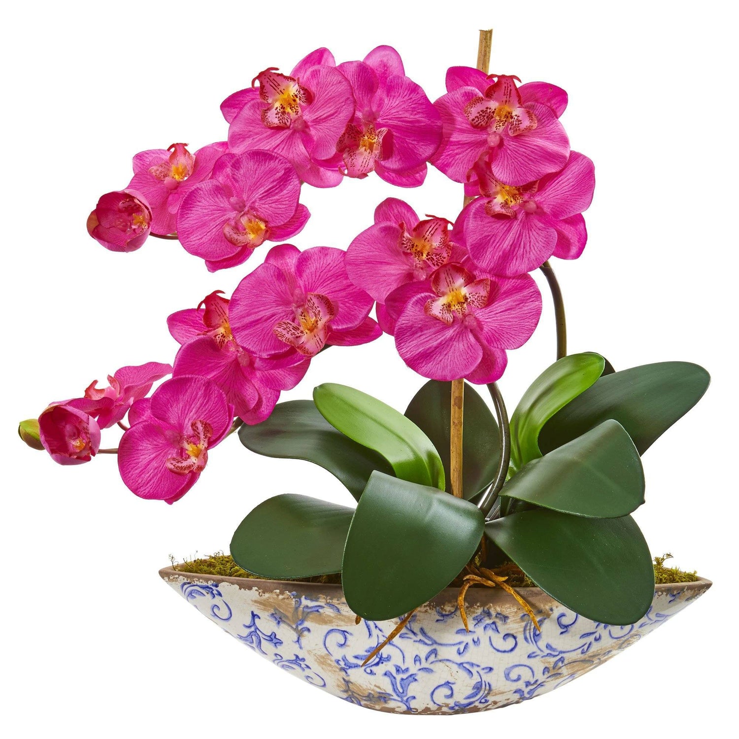 Silk Phalaenopsis Orchid Artificial Arrangement in Vase