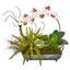 Phelaenopsis Orchid and Fern Artificial Arrangement in Metal Tray