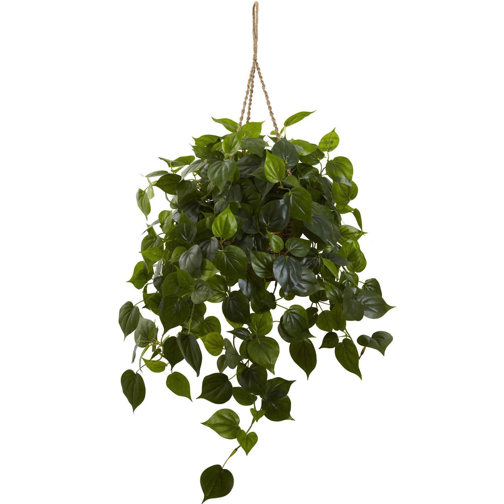 shrimp plant hanging basket Nearly Natural Indoor Outdoor Philodendron Hanging Basket UV Resistant