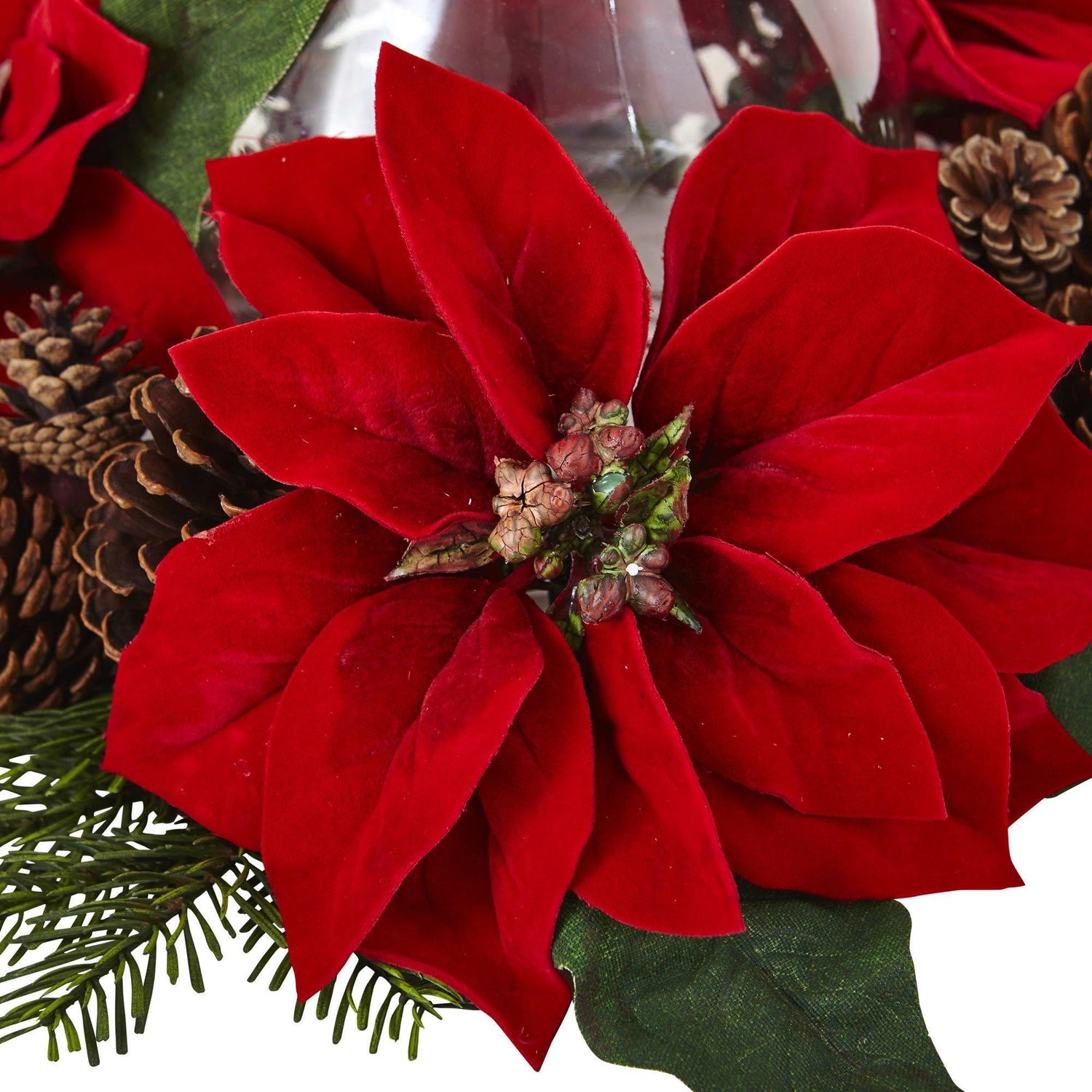 Poinsettia Pine & Pine Cone Candelabrum