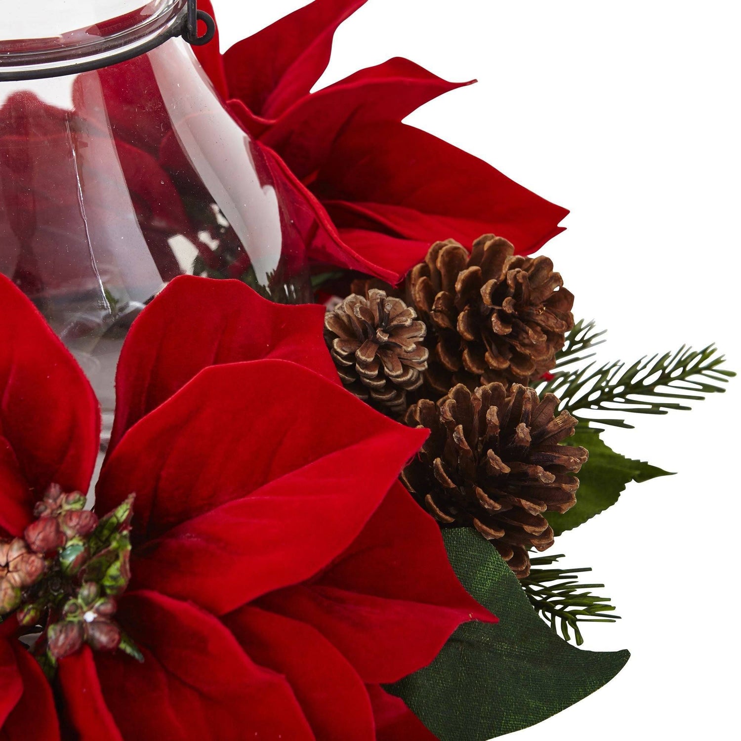 Poinsettia Pine & Pine Cone Candelabrum