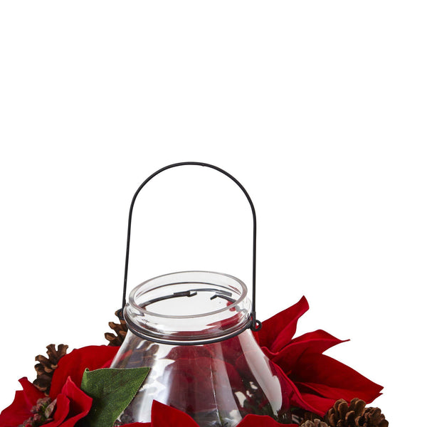 Poinsettia Pine & Pine Cone Candelabrum