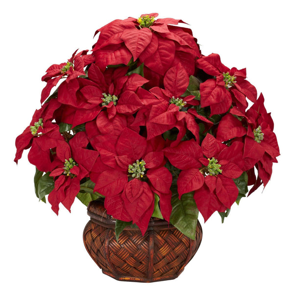 Poinsettia w/Decorative Planter Silk arrangement