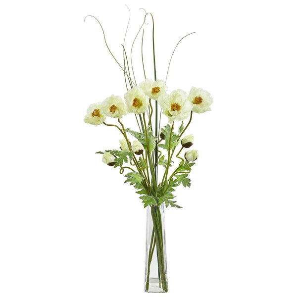 Poppy and Grass Artificial Arrangement