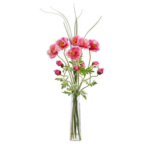 Poppy and Grass Artificial Arrangement