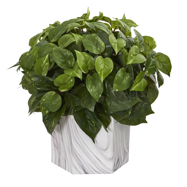 Pothos Artificial Plant in Marble Finished Vase