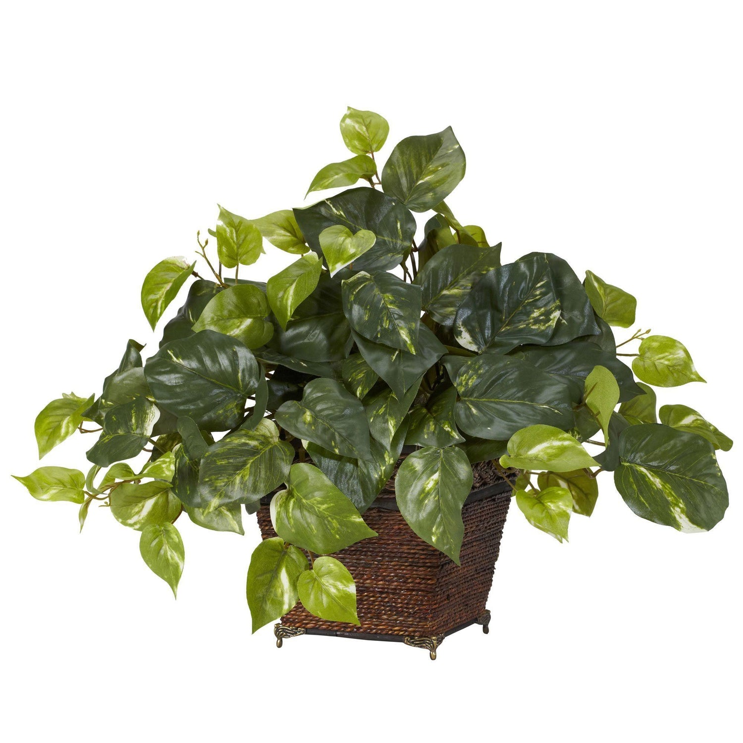 Pothos w/Coiled Rope Planter Silk Plant