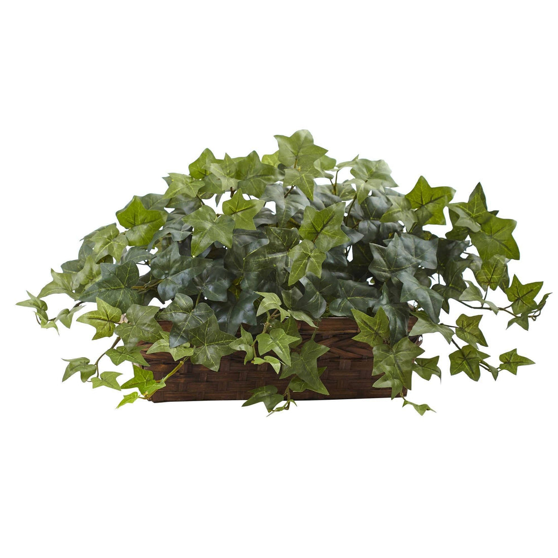 nearly natural english ivy hanging basket artificial plant Puff Ivy w/Ledge Basket
