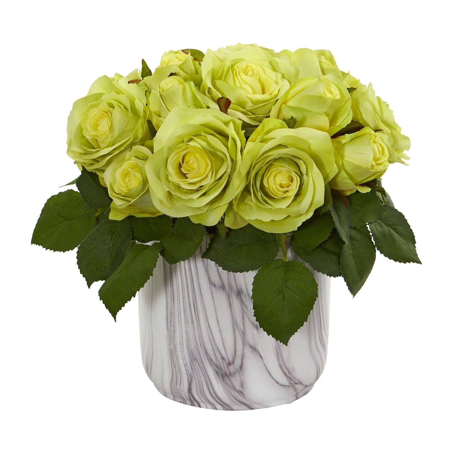 Rose Artificial Arrangement in Marble Finished Vase