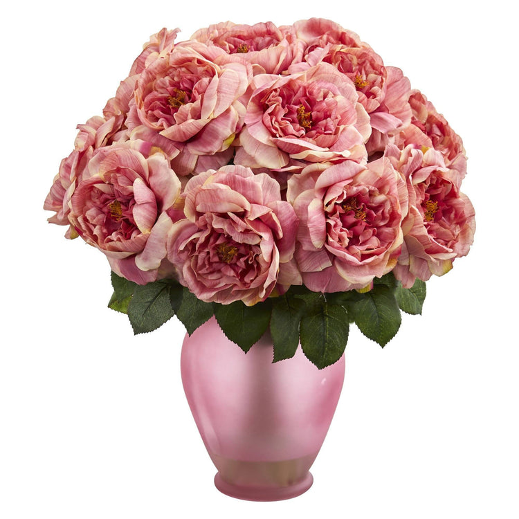 Rose Artificial Arrangement in Rose Colored Vase 1620 Nearly Natural