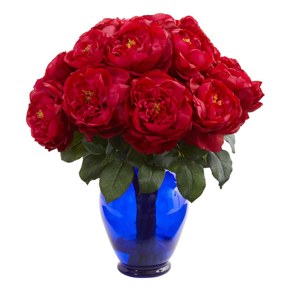 Rose Artificial Arrangement in Rose Colored Vase