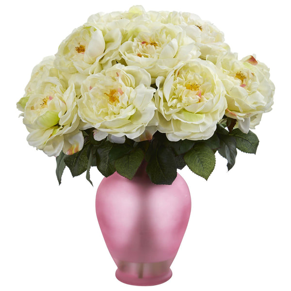 Rose Artificial Arrangement in Rose Colored Vase