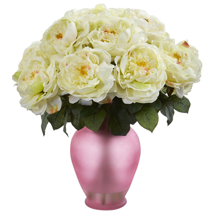 Rose Artificial Arrangement in Rose Colored Vase 1620 Nearly Natural