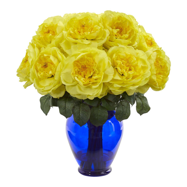 Rose Artificial Arrangement in Rose Colored Vase