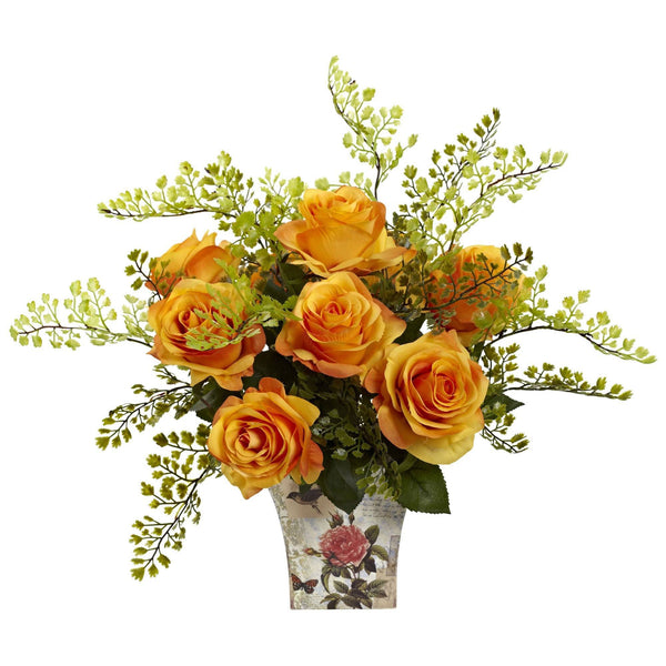 Nearly Natural Rose Artificial Flower - Set of 24 Orange