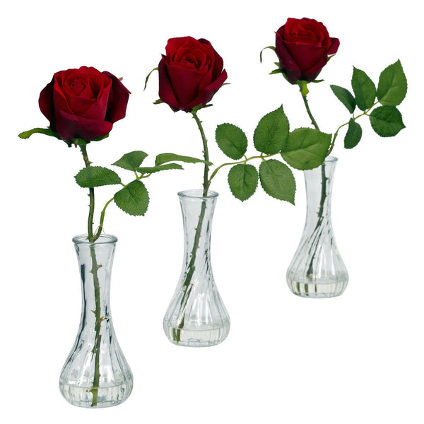 Rose w/Bud Vase (Set of 3)