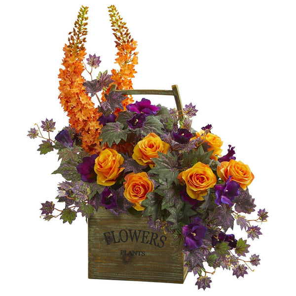 Roses, Fox Tail and Morning Glory Artificial Arrangement