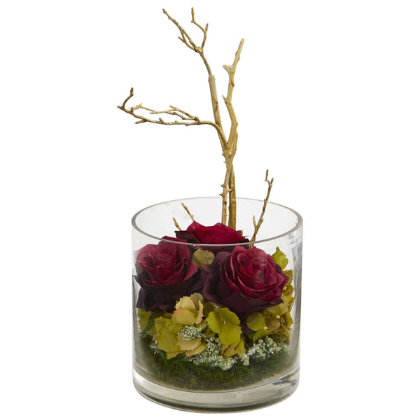 Roses & Hydrangeas Artificial Arrangement
