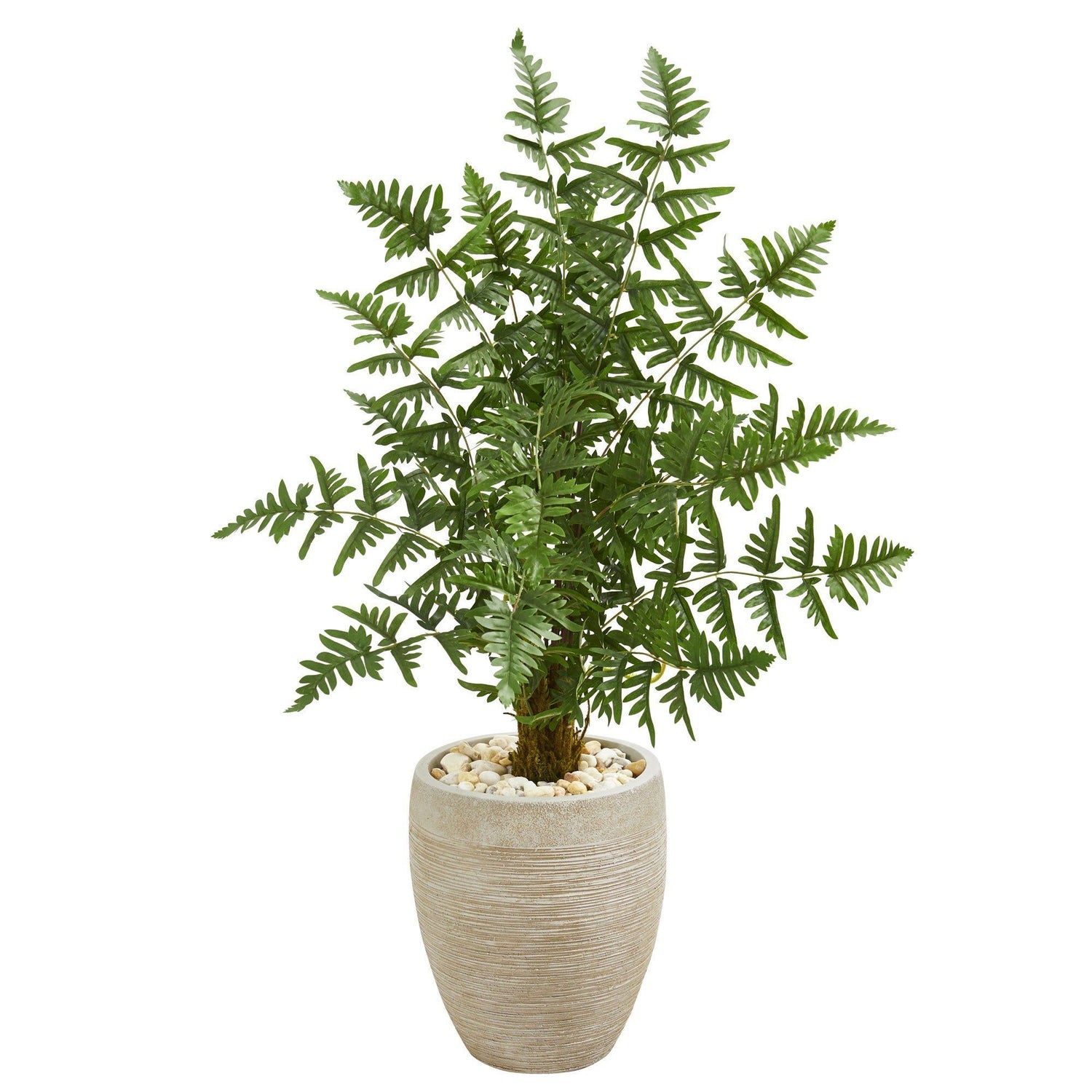 Ruffle Fern Palm Artificial Tree in Sand Colored Planter