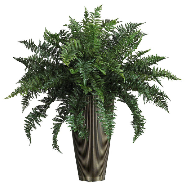 Ruffle Fern w/Decorative Vase Silk Plant (Indoor/Outdoor)