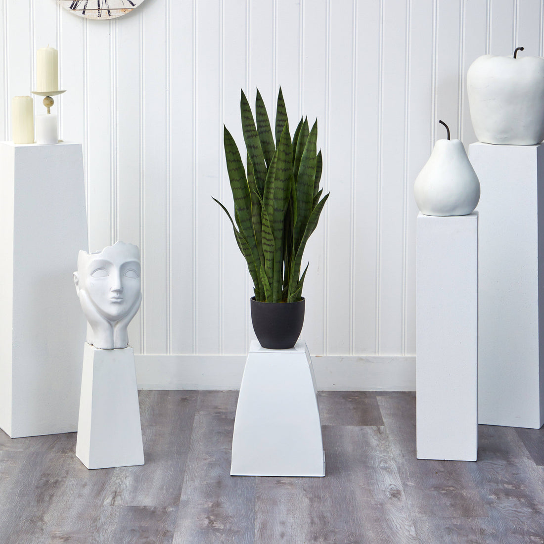 nearly natural sansevieria with black planter Nearly Natural Sansevieria with Black Planter