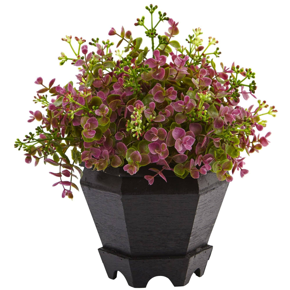 Nearly Natural 13-in Sedum and Eucalyptus Plant with Planter