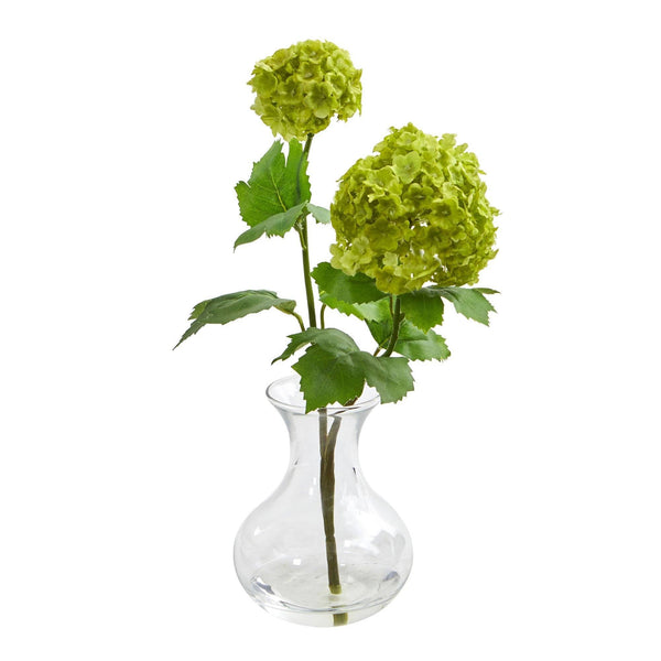 Snowball Hydrangea Artificial Arrangement in Vase (Set of 2)