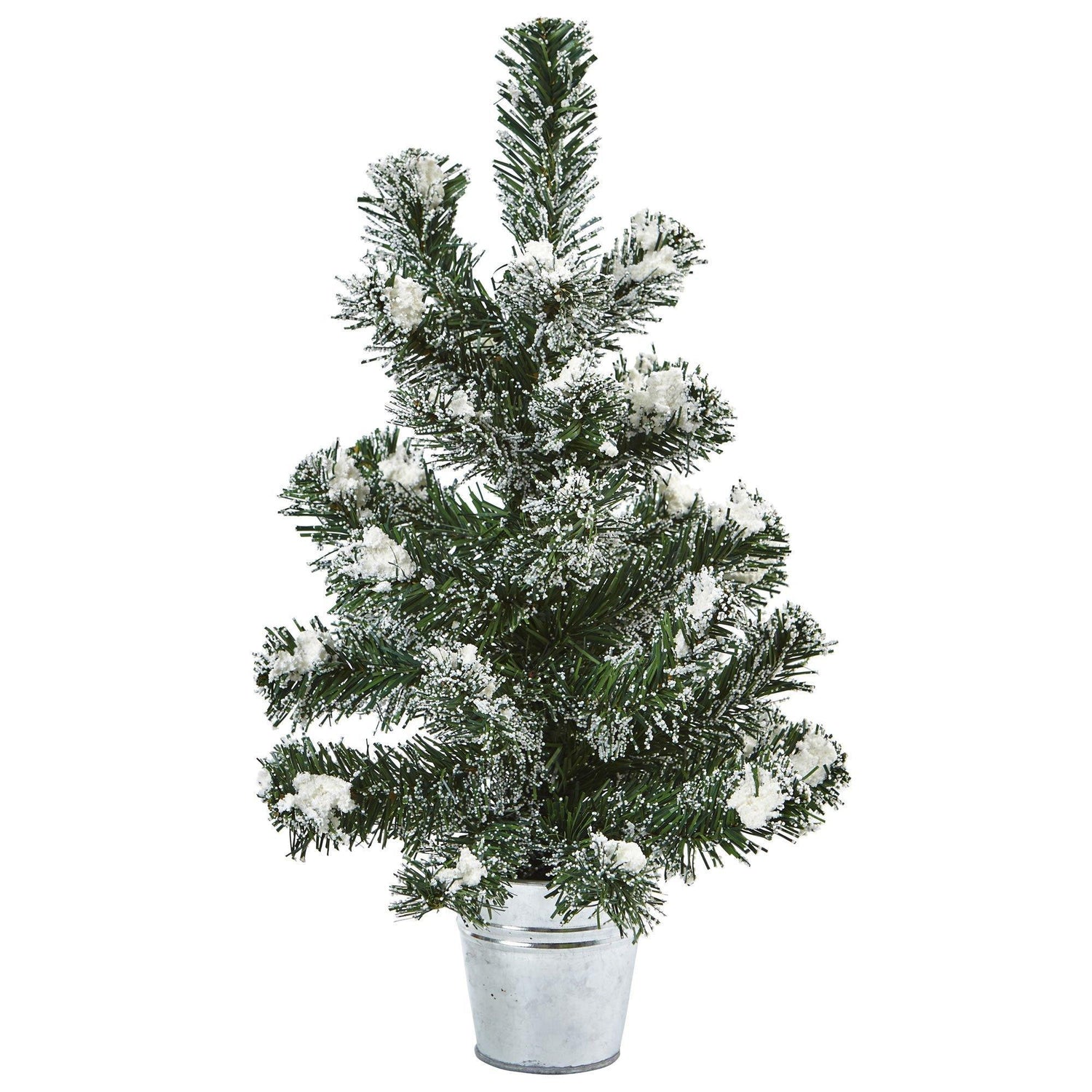 Snowy Pine Christmas Tree with Tin (Set of 2)