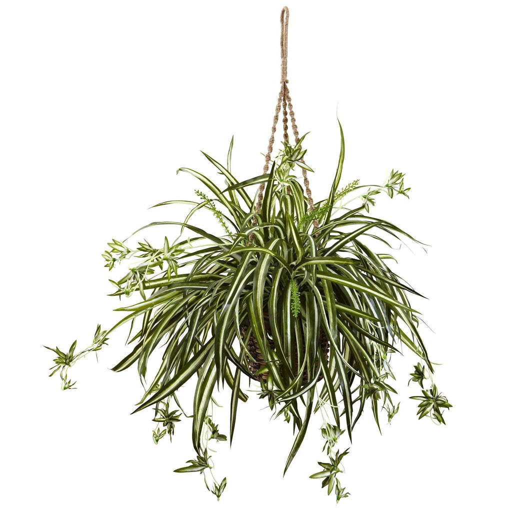 spider shaped planter Nearly Natural Spider Plant Hanging Basket