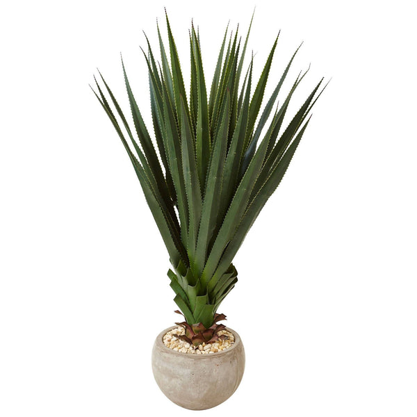 Spiked Agave in Sand Colored Bowl (Indoor/Outdoor)