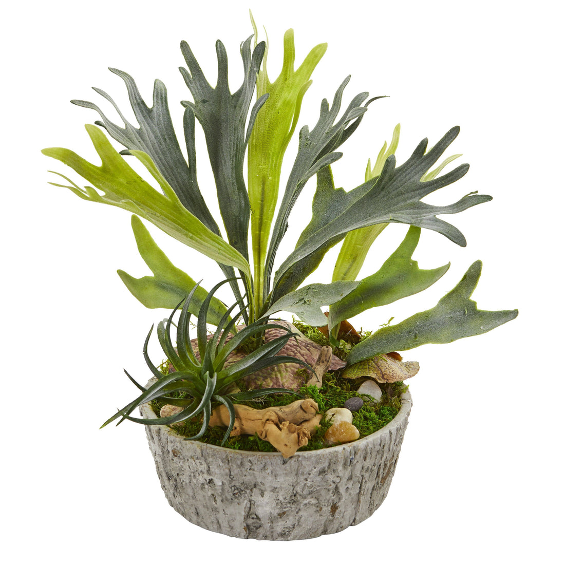 staghorn succulent Staghorn and Succulent Artificial Plant in Weathered Planter
